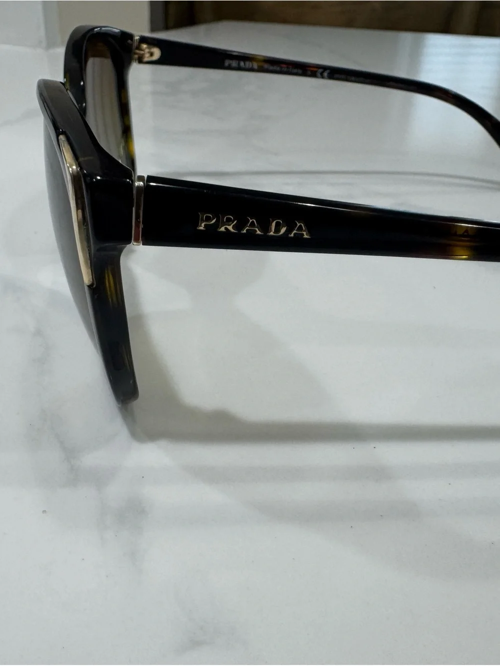 Prada Black-to-Clear Gradient Acetate Sunglasses with Gold Logo